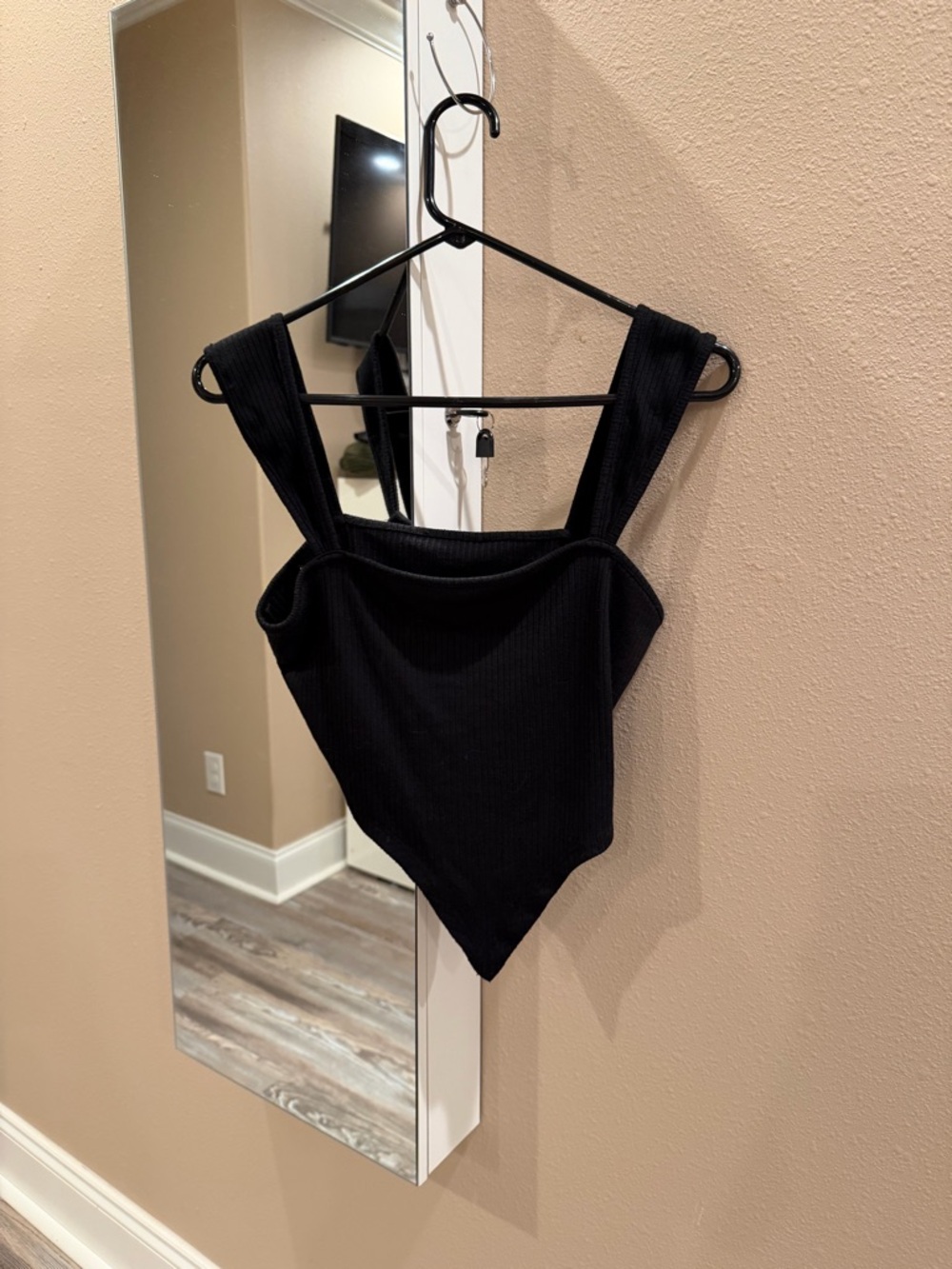 Black Ribbed V-Neck Women’s Tank Top